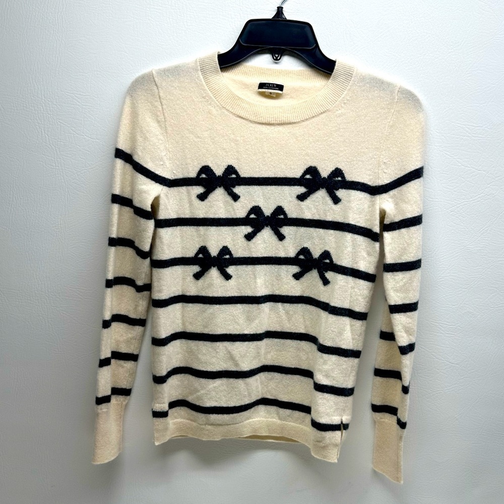 J. Crew | Cashmere Crewneck Sweater With Bow Stripes size S